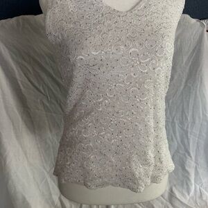 Brittany Black White Lace Tank Top